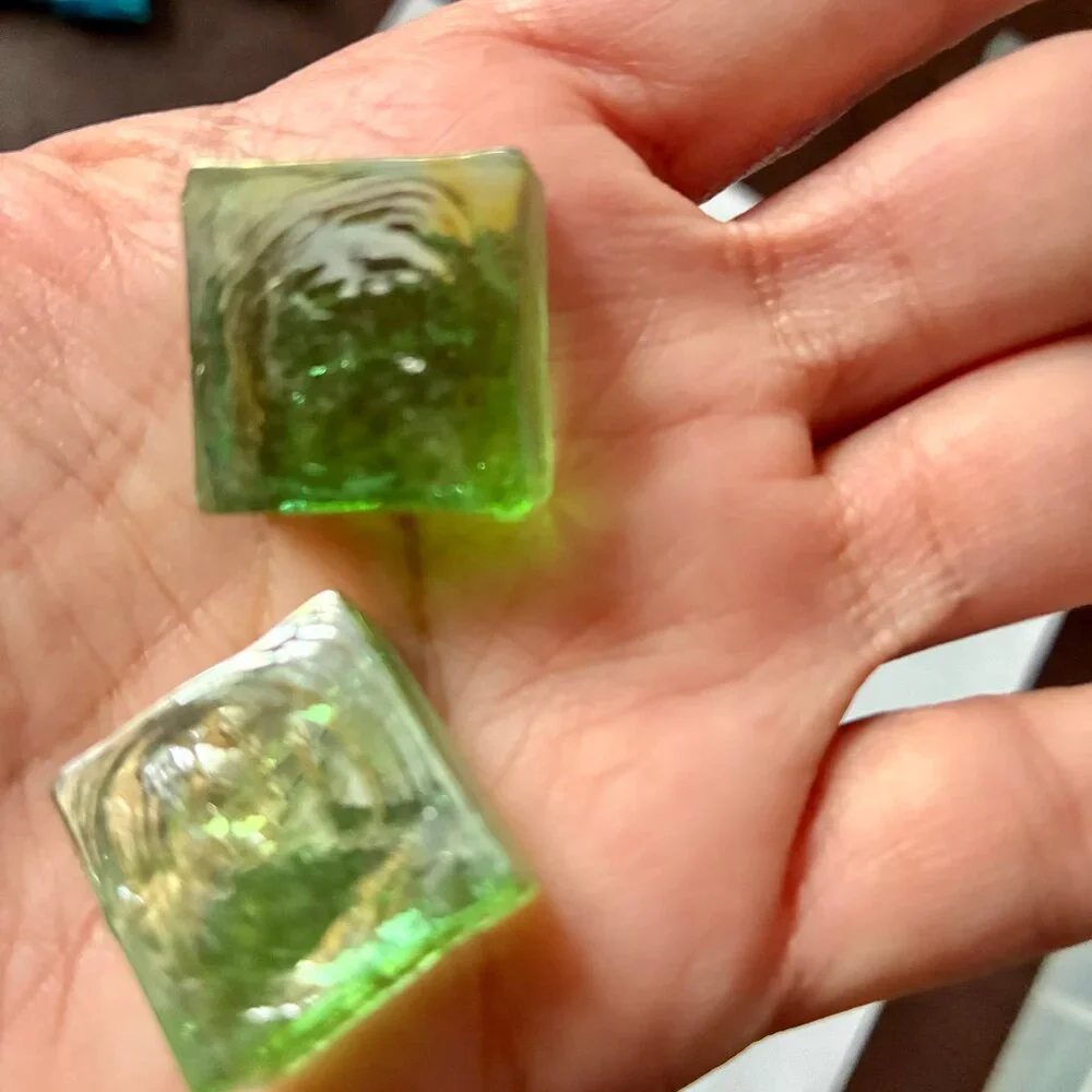 Green Glass SQUARES for Mosaics, Crafts, or Home Decor